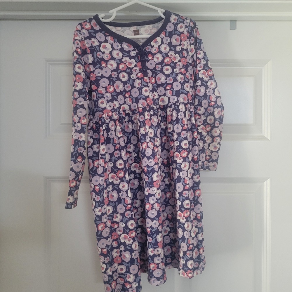 Tea Collection Girls Floral Long Sleeve Dress Size 5 Party Casual School Cotton